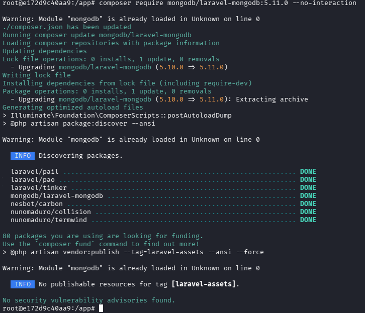 Upgrading mongodb/laravel-mongodb to 5.11.0